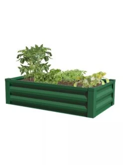 Powder-Coated Metal Raised Garden Bed, 24" X 48" -Plant Sale Shop 8599393 02V powder coated metal raised garden bed 24x49 forest green