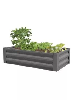 Powder-Coated Metal Raised Garden Bed, 24" X 48" -Plant Sale Shop 8599393 03 powder coated metal raised garden bed 24x50 gray