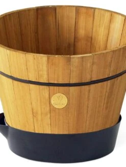 VegTrug® Build-a-Barrel Wooden Planter With Self-Watering Reservoir Tray, 18" -Plant Sale Shop 8610253 01V tif