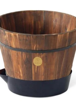 VegTrug® Build-a-Barrel Wooden Planter With Self-Watering Reservoir Tray, 18" -Plant Sale Shop 8610253 06V tif