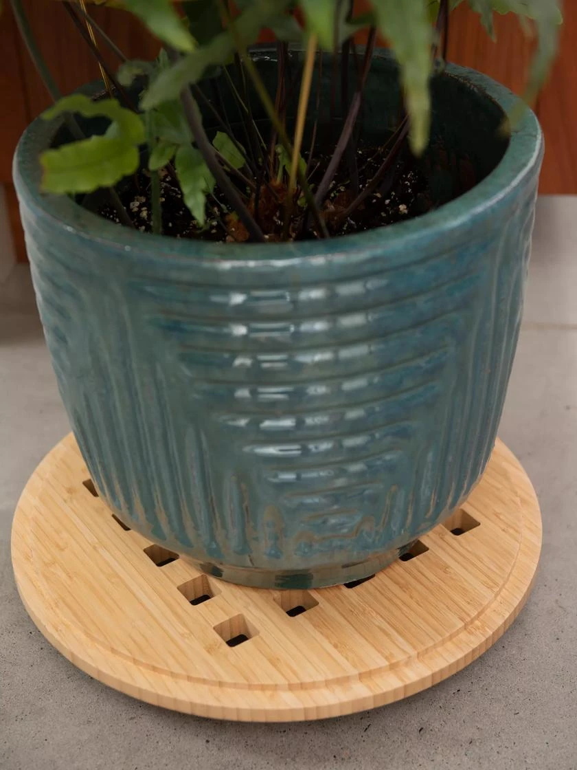 Bamboo Plant Caddy Round, 15.75" 2 Bamboo Plant Caddy Round, 15.75" - Image 2